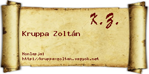 Kruppa Zoltán névjegykártya