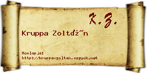 Kruppa Zoltán névjegykártya